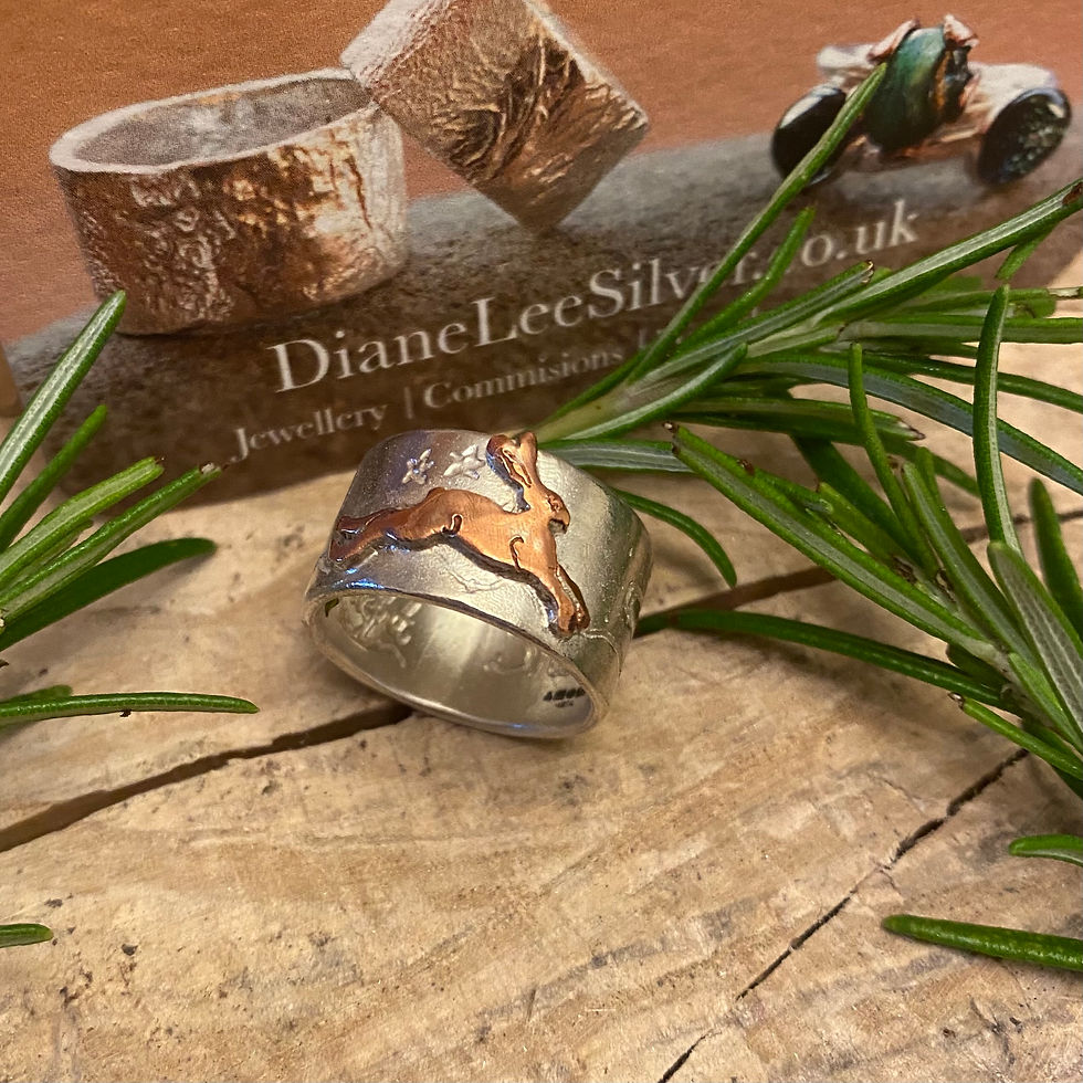 Thumbnail: Hare Ring © -Sterling Silver & Copper Size N