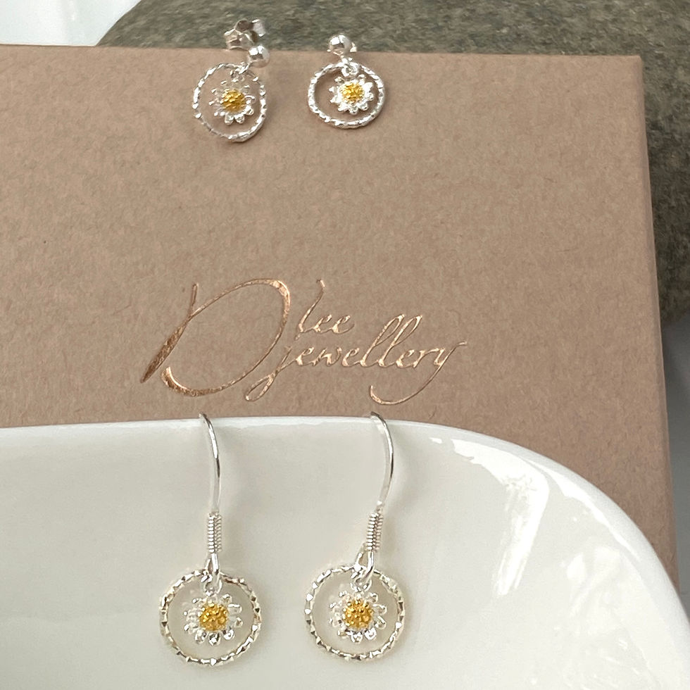 Thumbnail: Tiny Daisy Drop Gold and  Silver Earrings F&amp;W