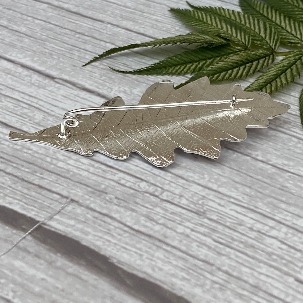 Thumbnail: Personalised Silver Oak Leaf Brooch © -By DianeLeeSilver