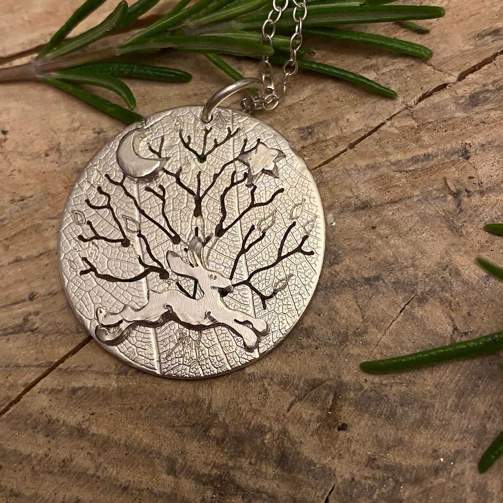 Thumbnail: Large Running Hare; Solid Tree of Life Pendant