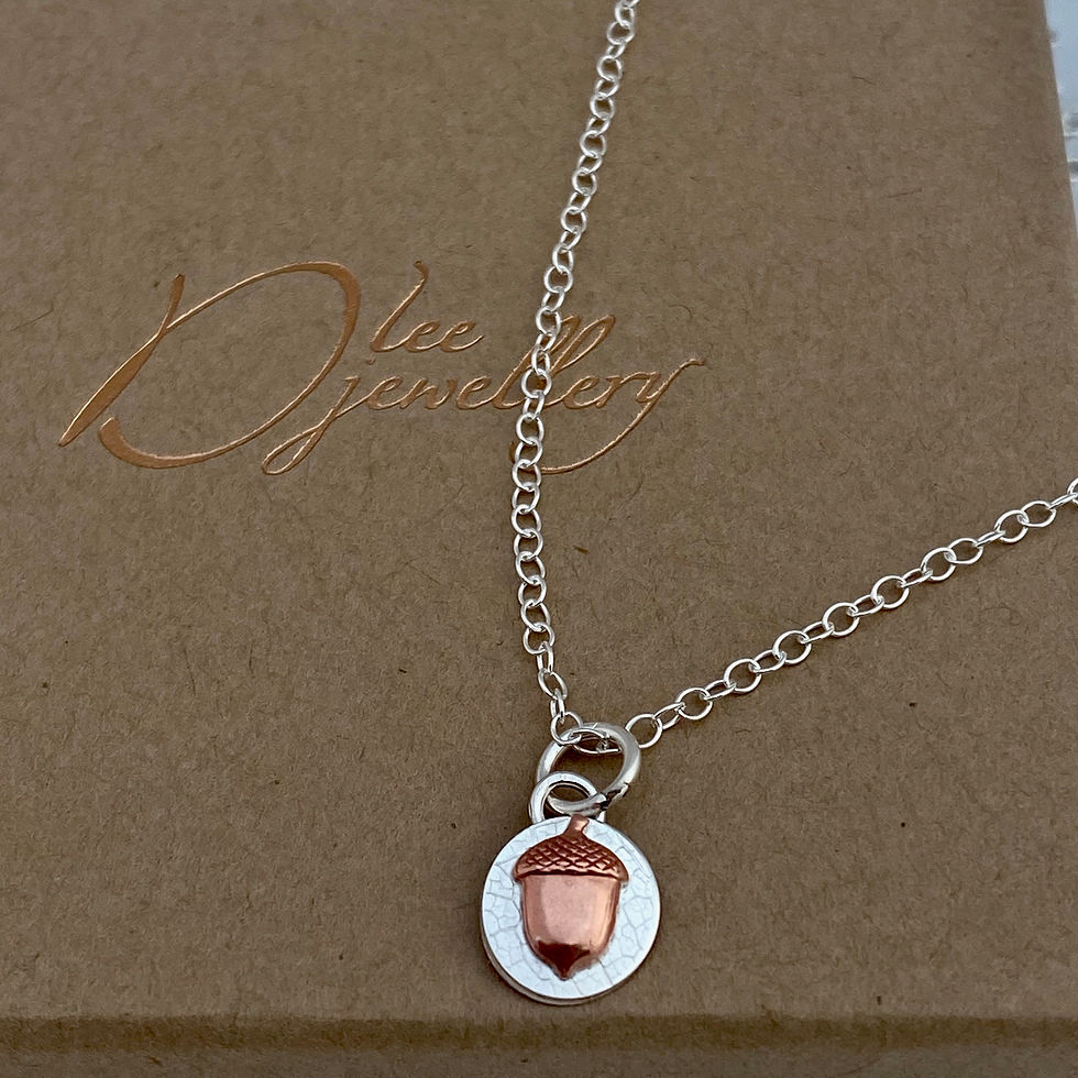 Thumbnail: Wolds Way Acorn Copper  Silver Necklace