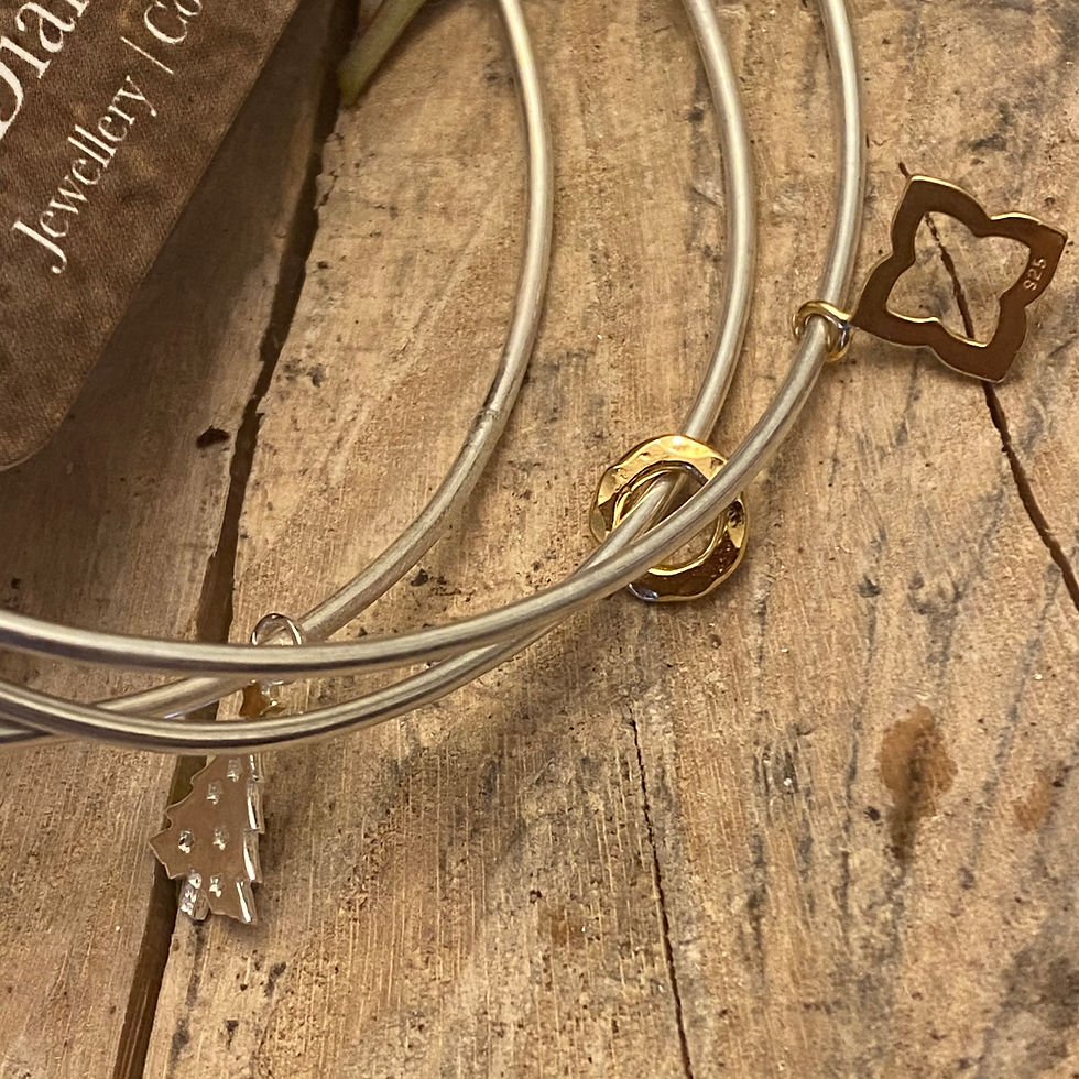 Thumbnail: Xmas Stacking Bangles Set Gold Details