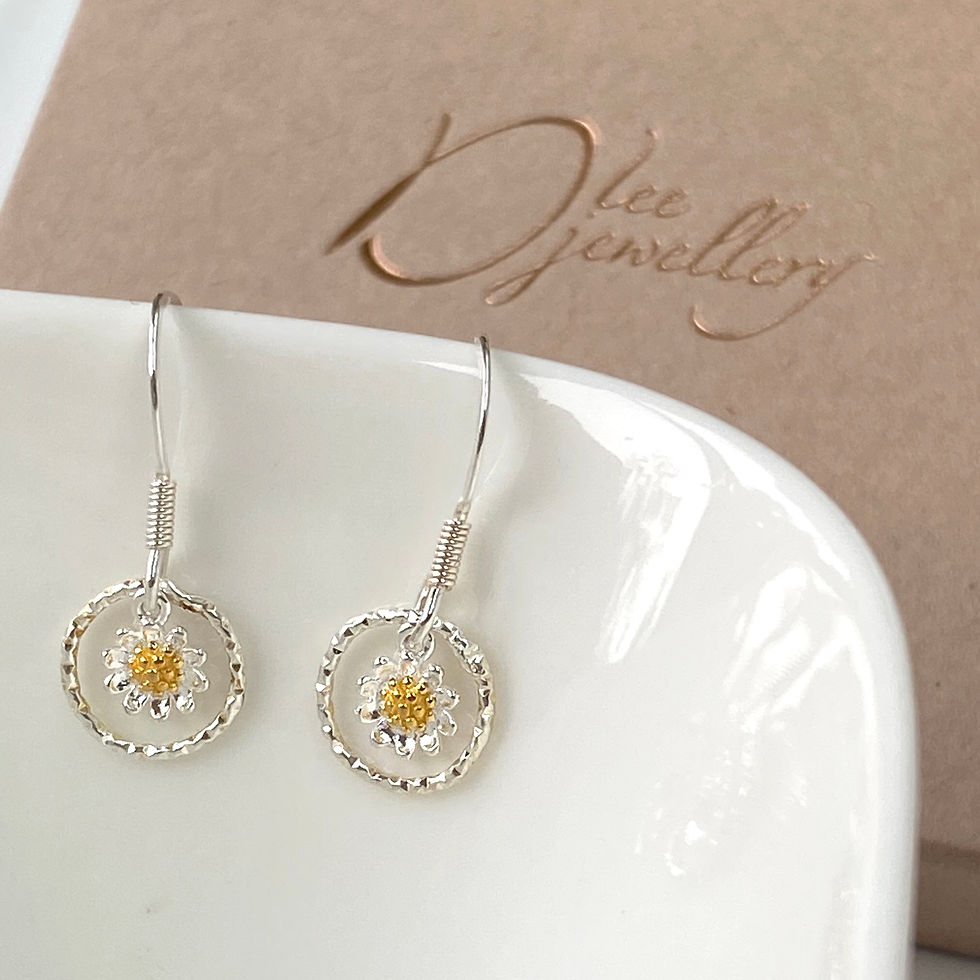 Thumbnail: Tiny Daisy Drop Gold and  Silver Earrings F&amp;W