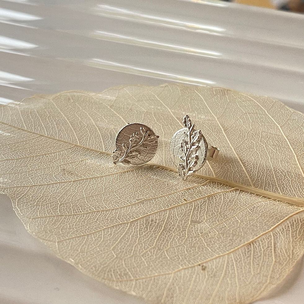 Thumbnail: Oak Leaf and Acorn Stud Earrings  Sterling Silver Stud Post Earrings.