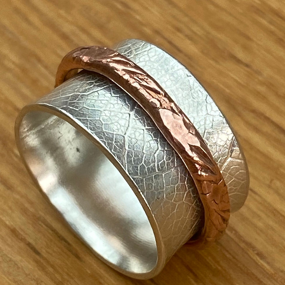 Thumbnail: Silver Copper Spinning Ring Size L and a half