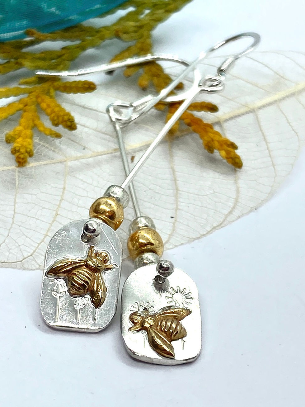 Thumbnail: Bee Mis-Matched Drop Earrings