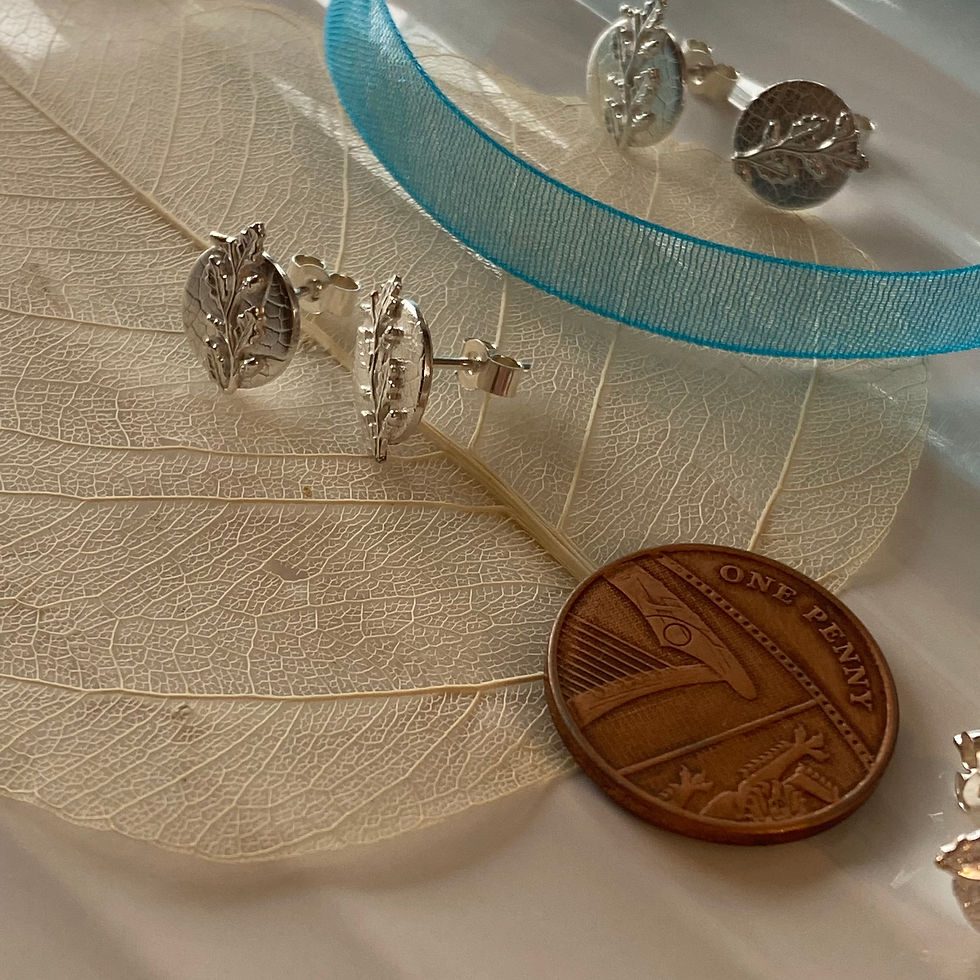 Thumbnail: Oak Leaf and Acorn Stud Earrings  Sterling Silver Stud Post Earrings.