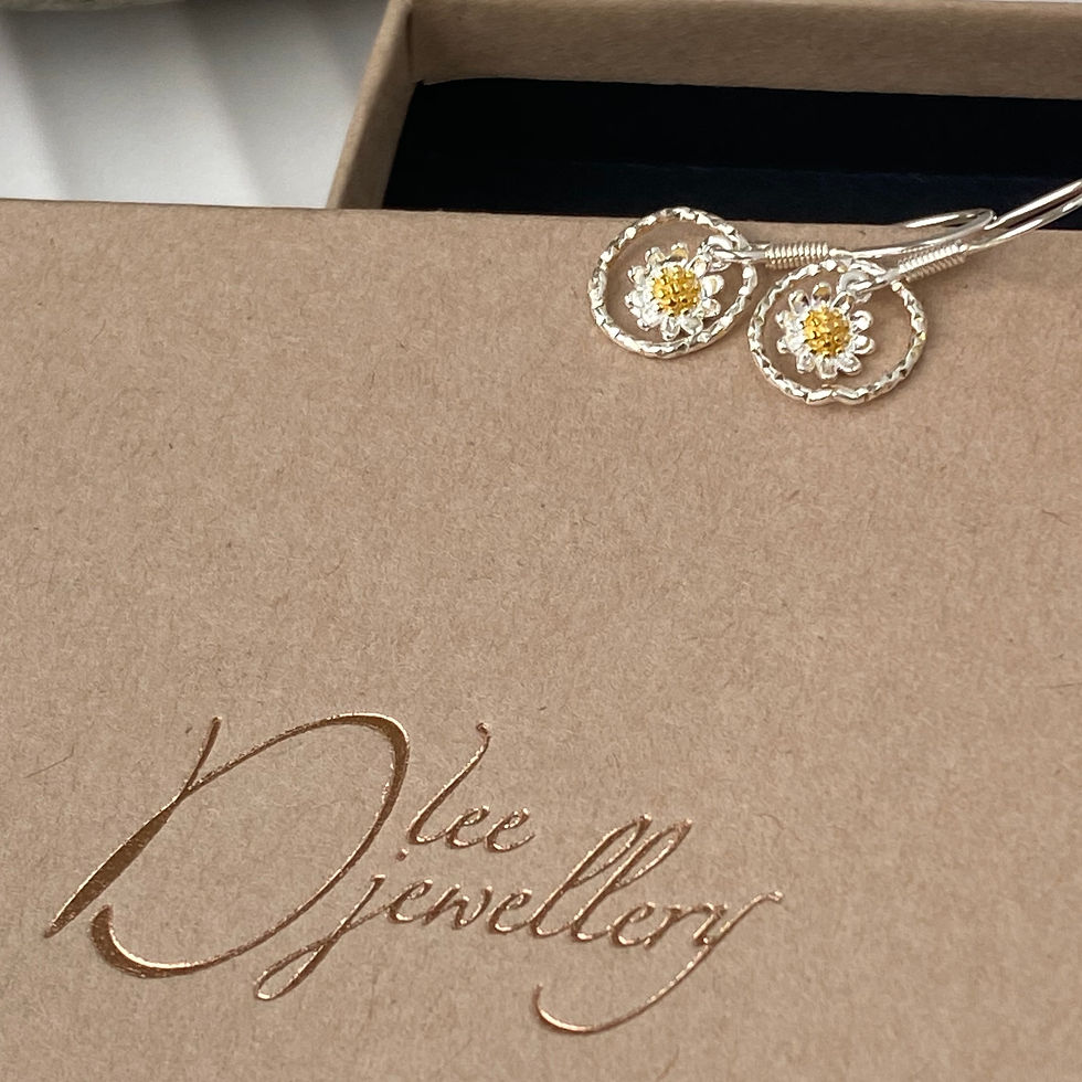 Thumbnail: Tiny Daisy Drop Gold and  Silver Earrings F&amp;W