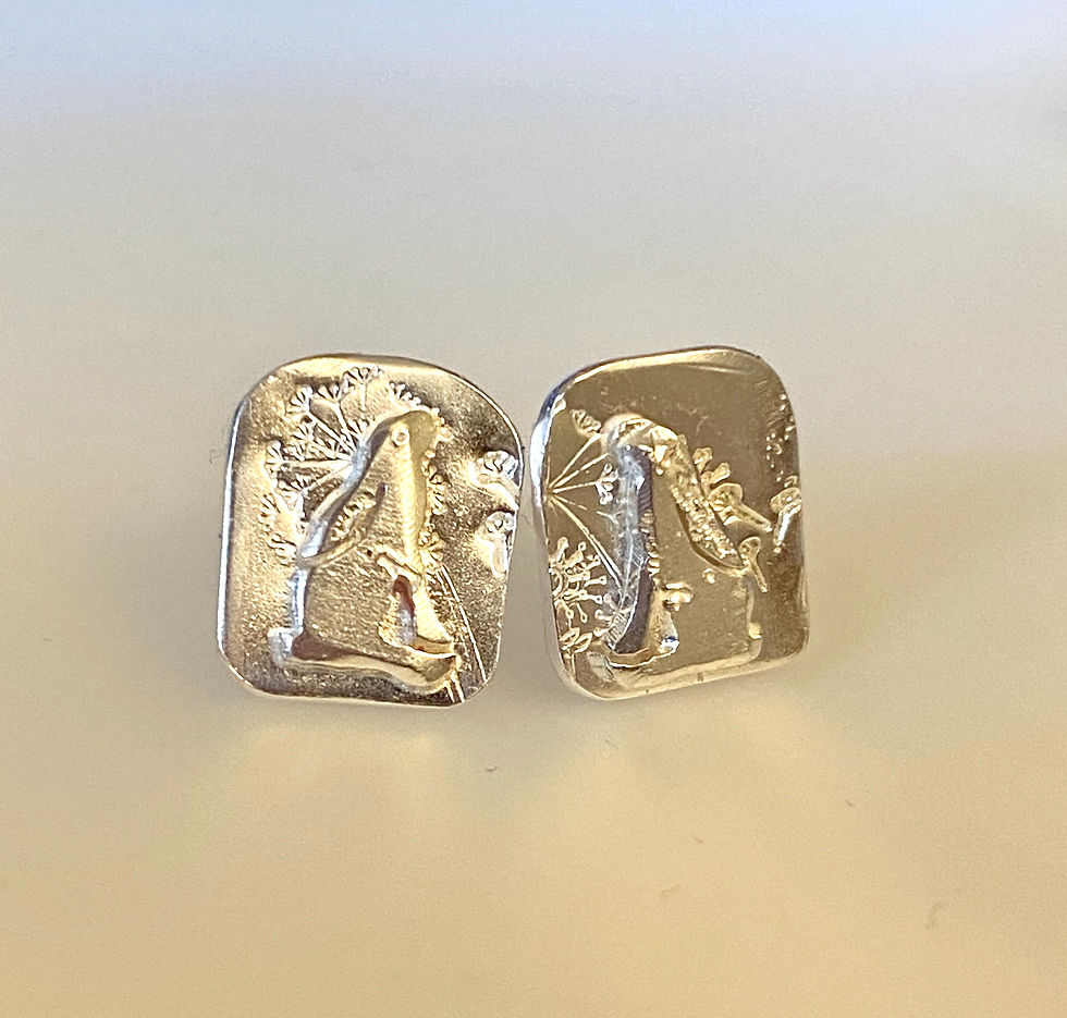 Thumbnail: Meadow Hare Silver Stud Earrings Sitting Hare 2W&F