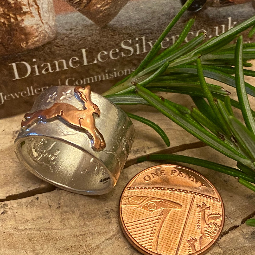 Thumbnail: Hare Ring © -Sterling Silver & Copper Size N
