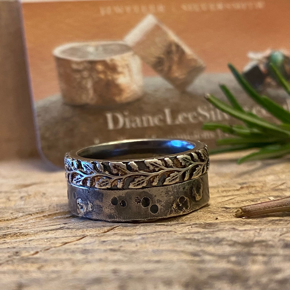 Thumbnail: Leaf Ring in Oxidised Silver Size R