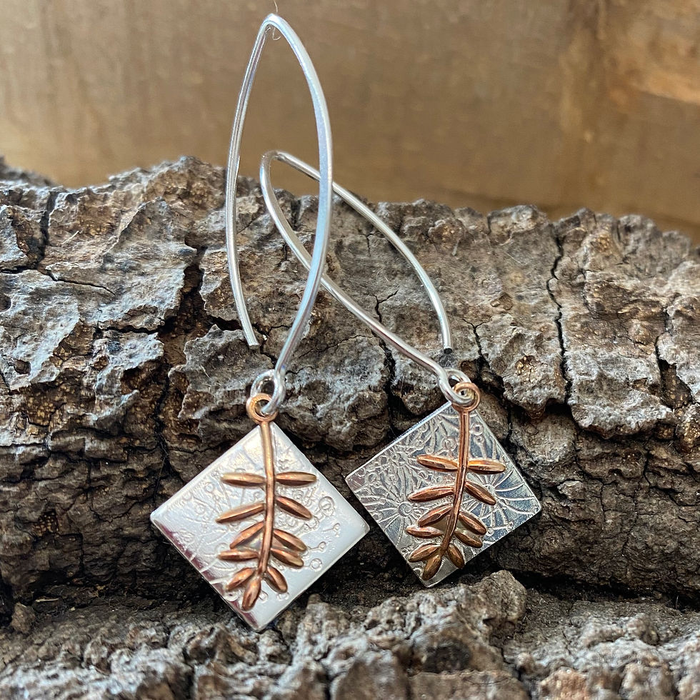 Thumbnail: Earrings Botanics Drop Silver Copper Earrings F&W