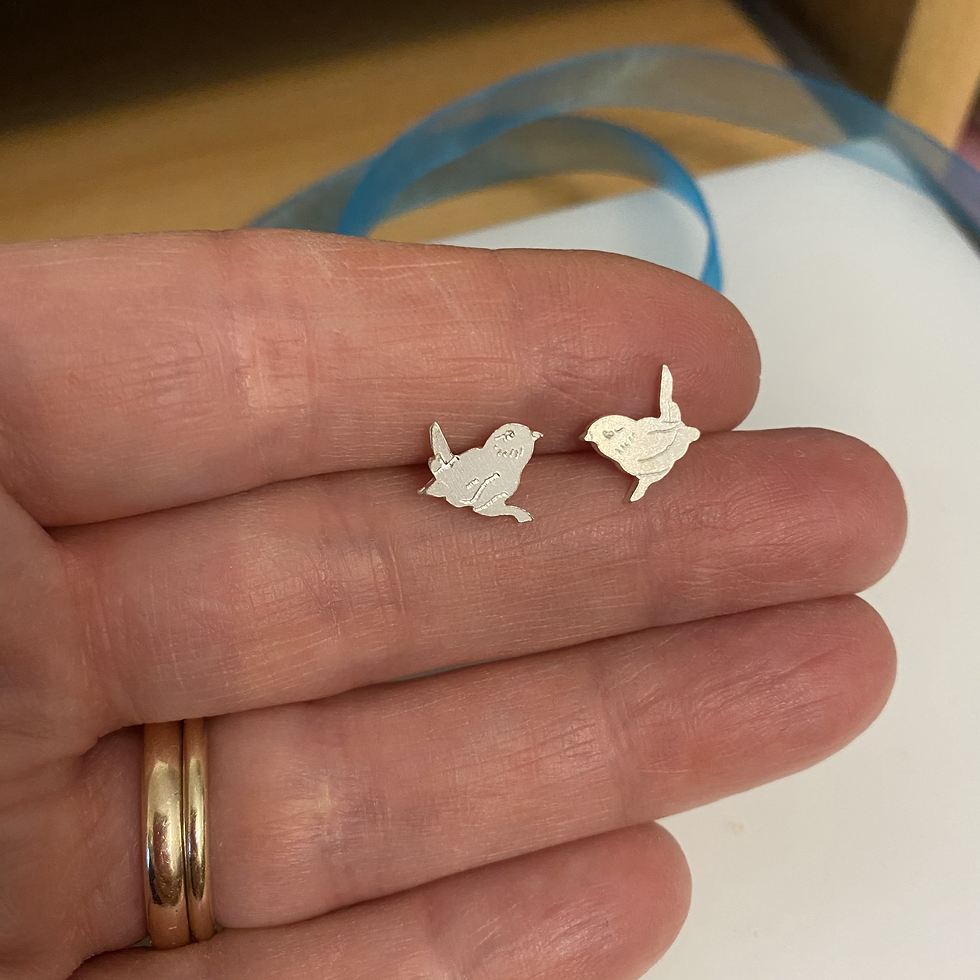 Thumbnail: Jenny Wren Silver Stud Earrings  last pair F&W