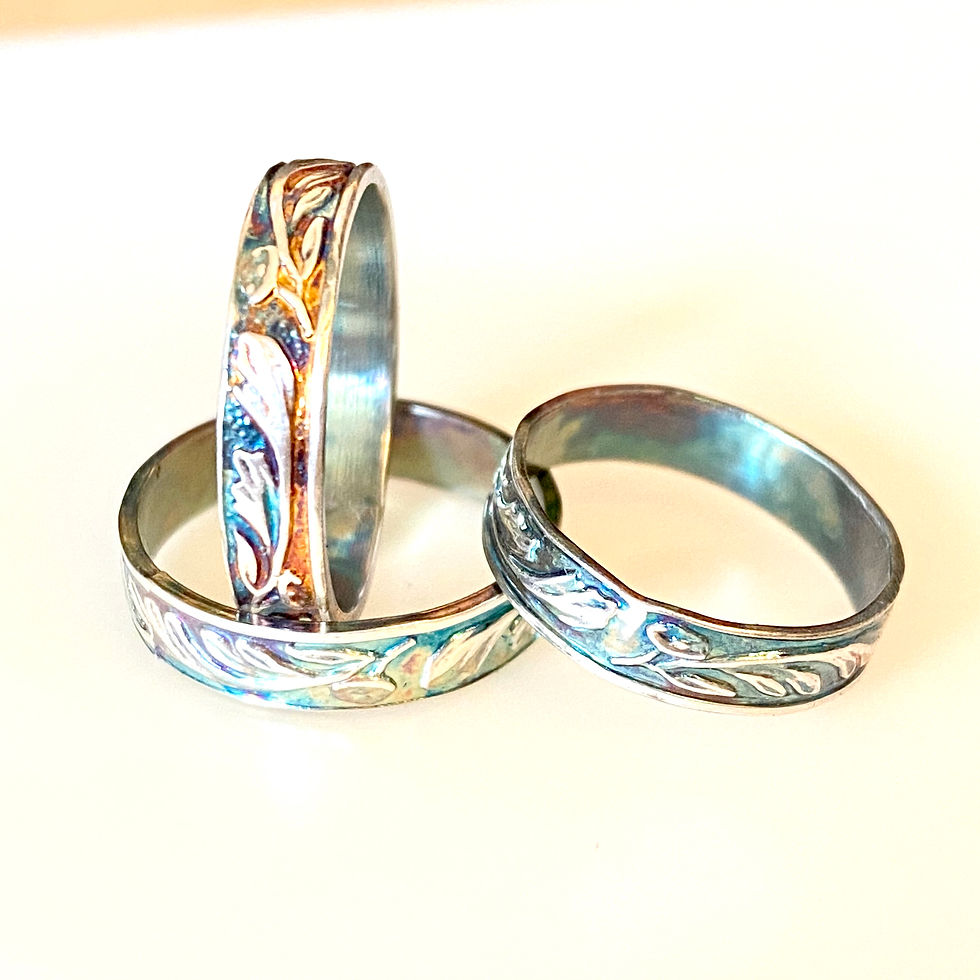 Thumbnail: Traditionally Patterned Silver Ring Oxidised