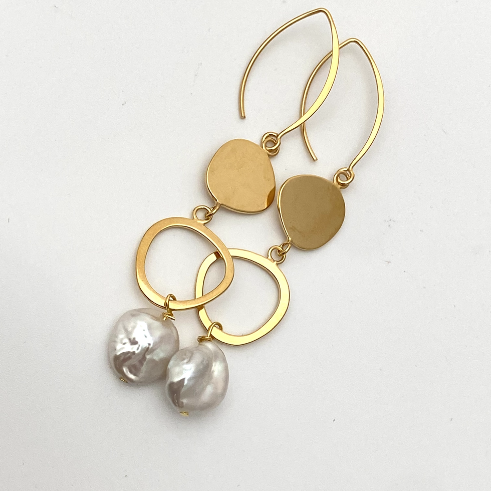 Thumbnail: Silver Circle long drop earrings with Gemstones