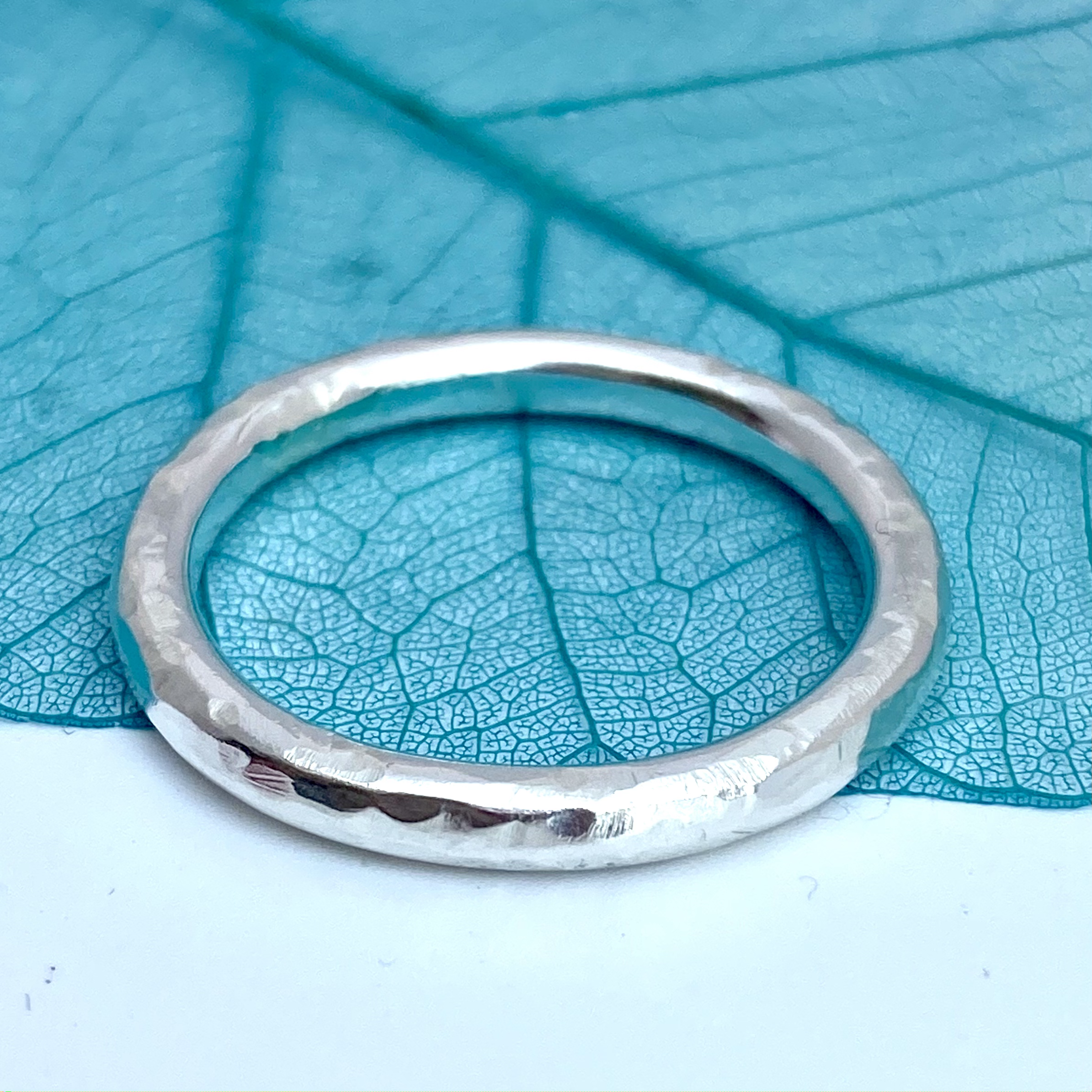 Hammered Halo Heavy Ring in Silver - made to order