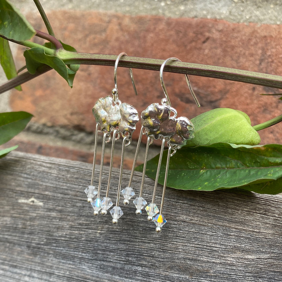 Thumbnail: Cloud Raindrop British Weather Earrings © - Sterling Silver (Eco Silver)