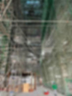 High-rise scaffolding with green net