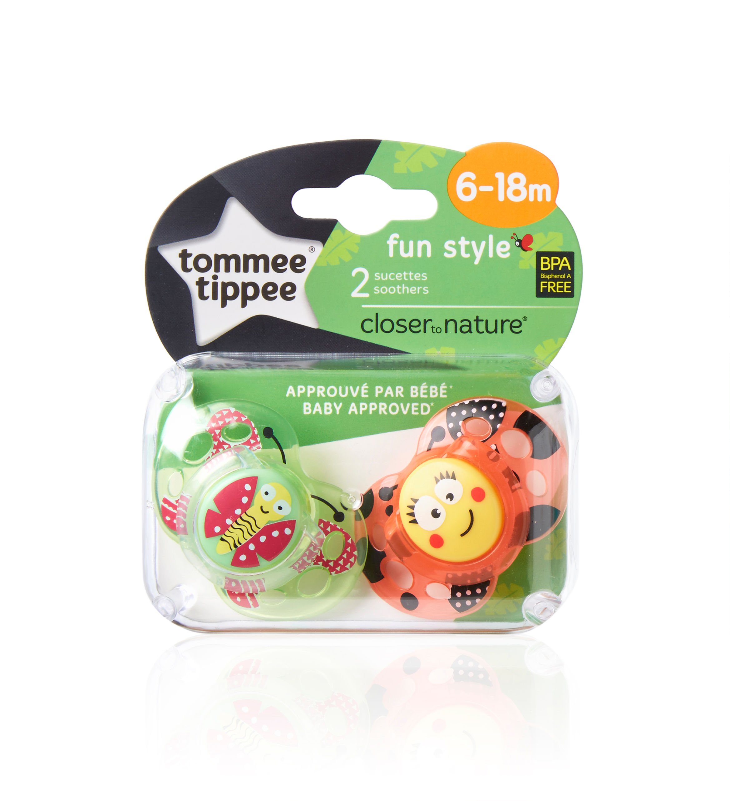 Smoczki do uspokajania Tommee Tippee 6 - 18 m, kolekcja "Fun style" 2 szt.