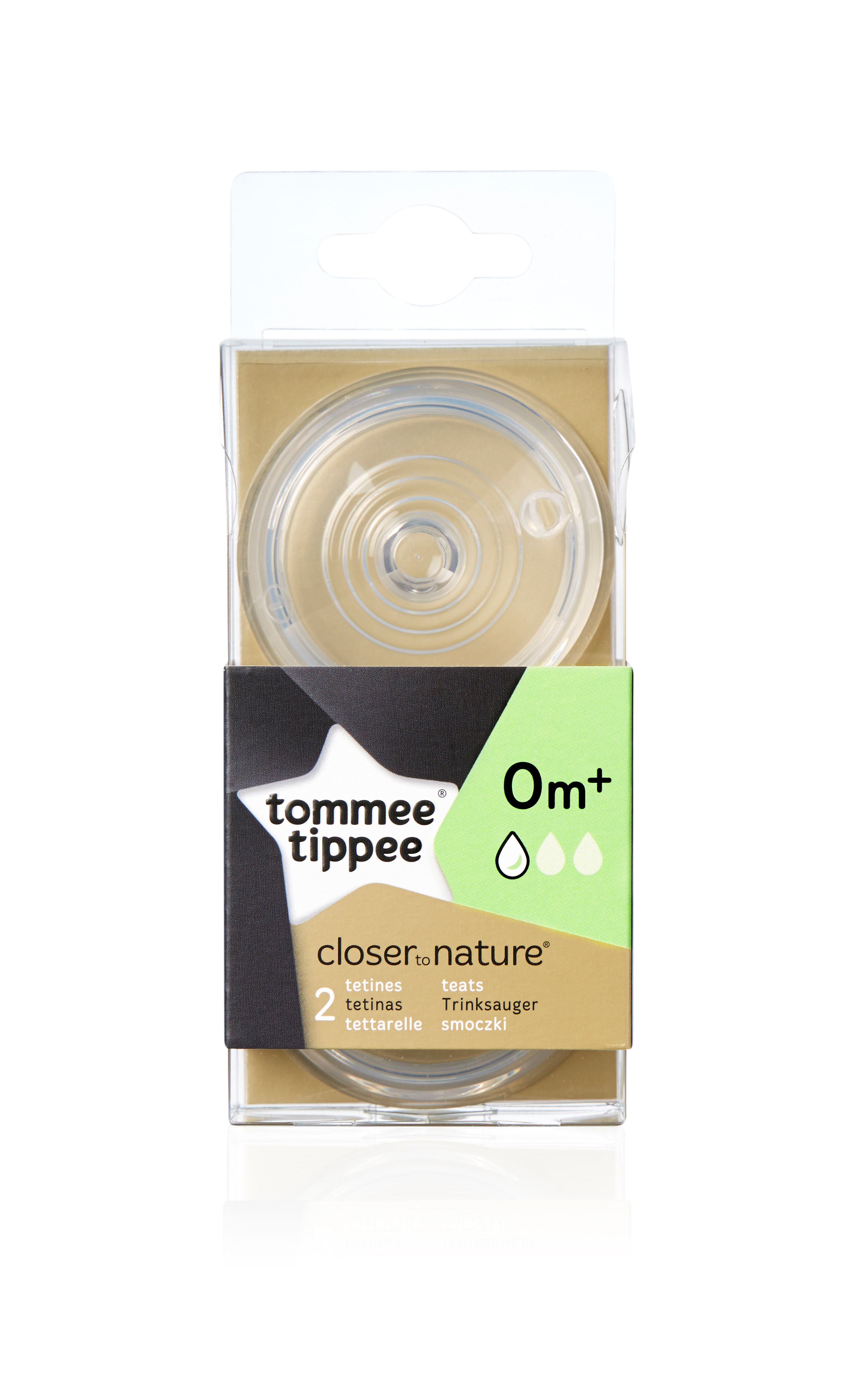 Smoczek do butelki Closer to nature, 2 szt., WOLNY 0 m+, Tommee Tippee