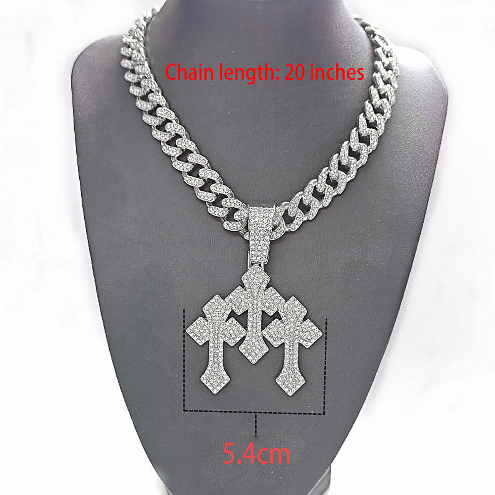 Thumbnail: New Iced Out Stacked Crosses Pendant Necklaces for Men With 13mm Cuban Chain Hip