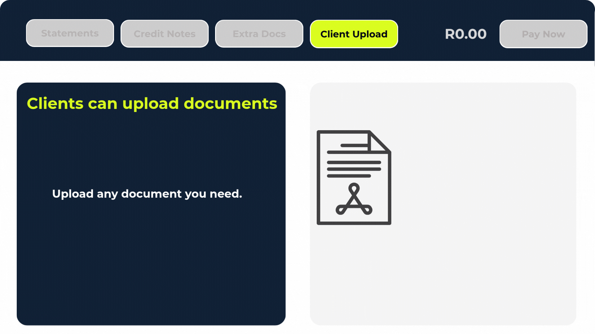 Upload documents for clients to access through the Portal