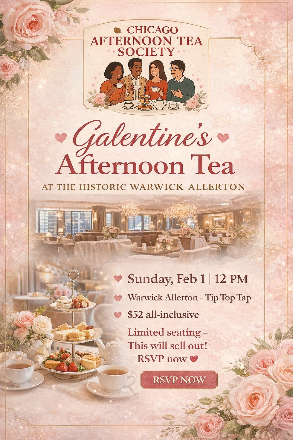 💕 Galentine’s Afternoon Tea at the Warwick Allerton 💕