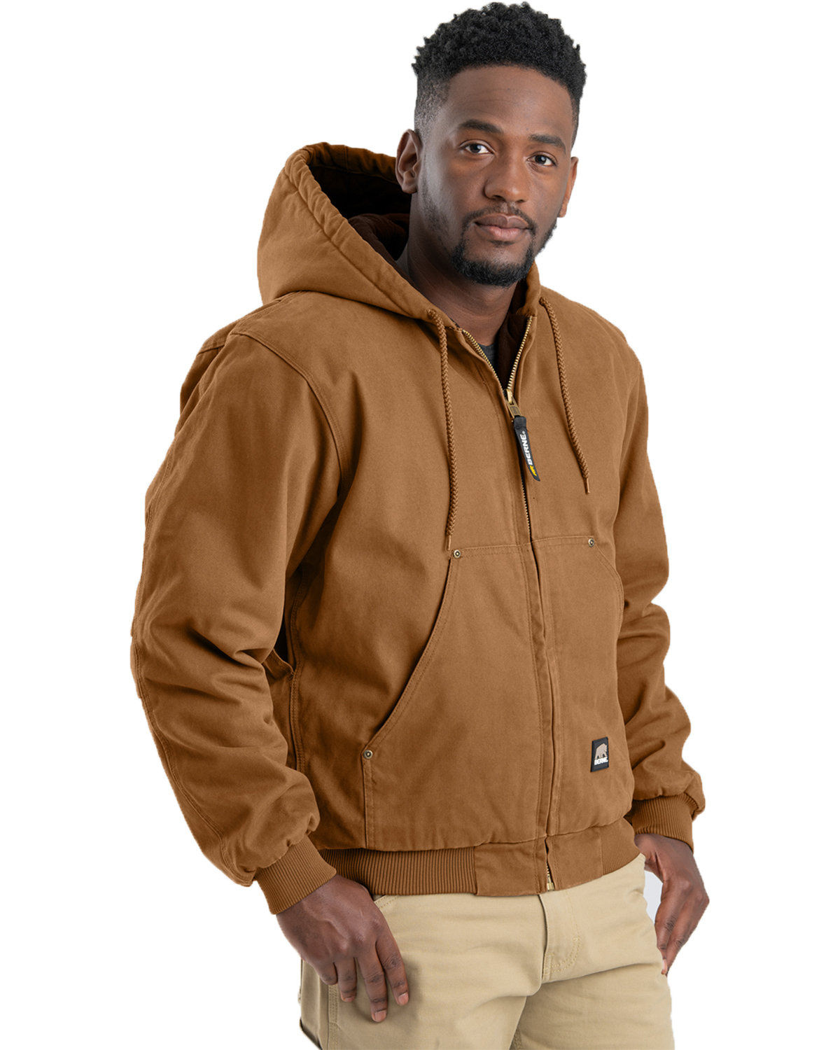 BERNE Men's Highland Washed Cotton Duck Hooded Softshell Jacket