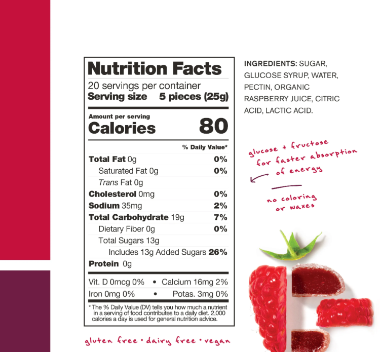 Miniatura: Gomitas Raspberry Skratch Labs Energy  1 bolsa 50gr