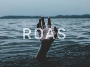 A drowning hand reaches above the waterline, symbolizing businesses struggling under misleading ROAS metrics.