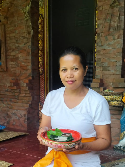 Balinese healing ceremony with local healer at White Palm Hotel in Uluwatu Bali supporting nervous system reset