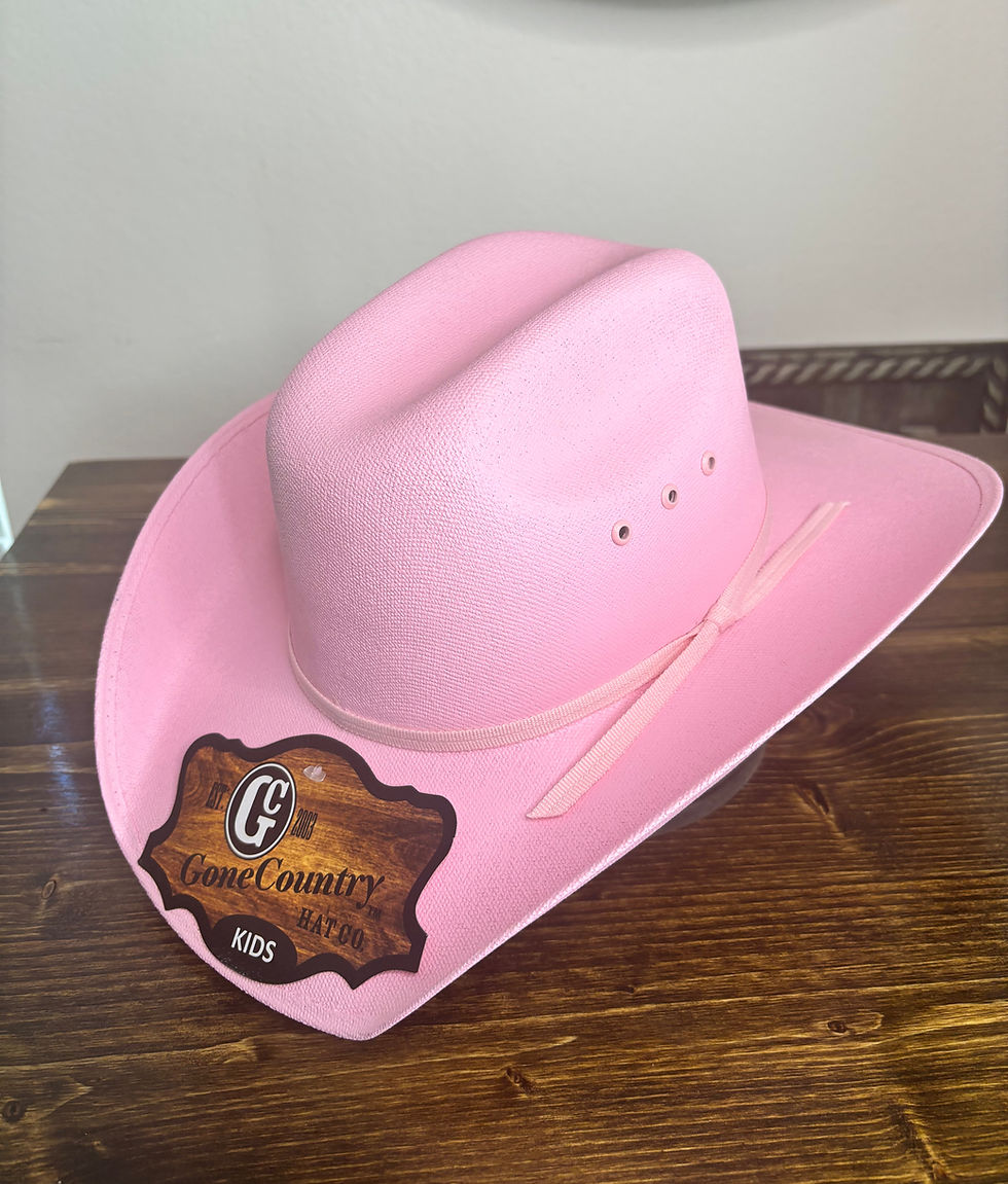 Gone Country Kids Cowgirl Jr. Pink Canvas Cowboy Hat with cattleman crown, elastic sweatband, lightweight, perfect for girls