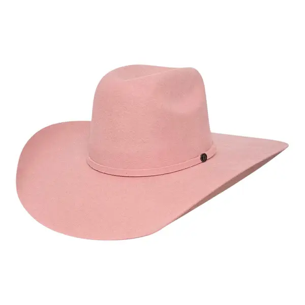 light pink 5X wool cowboy hat with round oval crown and 4 1/4 inch brim, western cowgirl