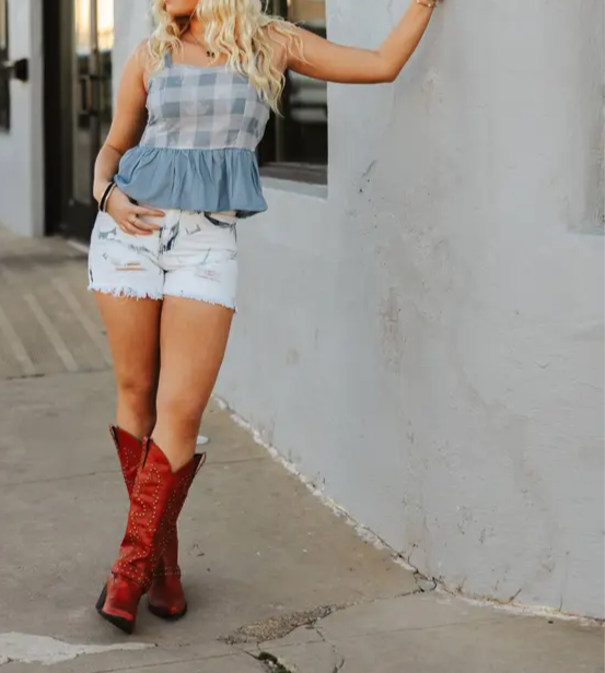 Dancehall gingham peplum tank by 2Fly Co
