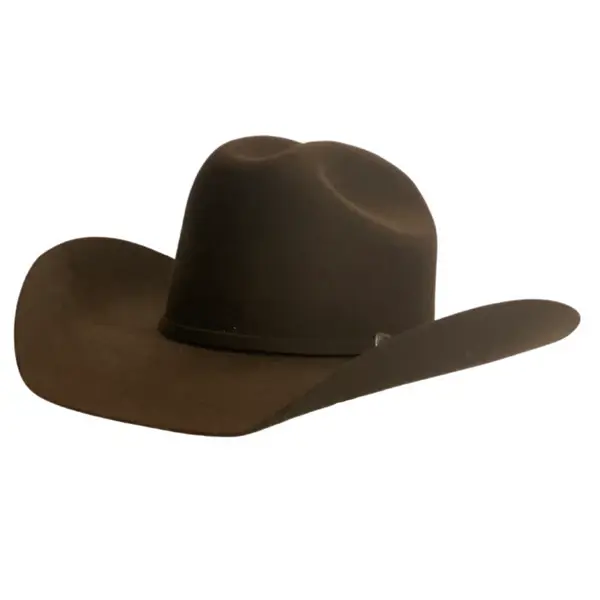 Dallas Twister chocolate brown 4 inch brim wool western hat with Cattleman crown and silver buckle band