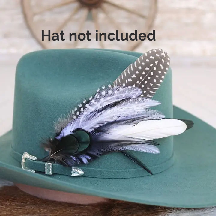 Silver sage natural feather cowboy hat accent with ribbon finished tail for western hat styling