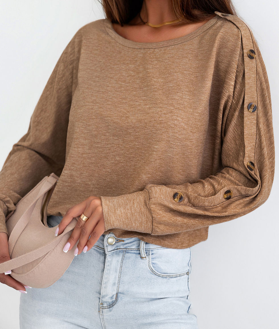 Becca Buttoned Decor Dolman Sleeve Top