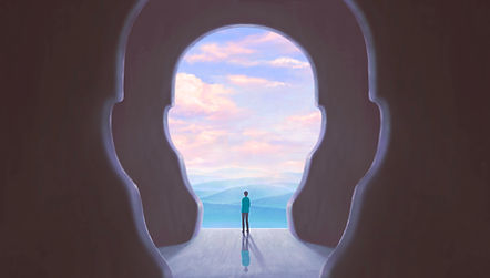Concept art of nature freedom motivation spiritual soul mind dream success brain and hope.