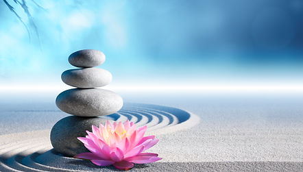sand, lily and spa stones in zen garden