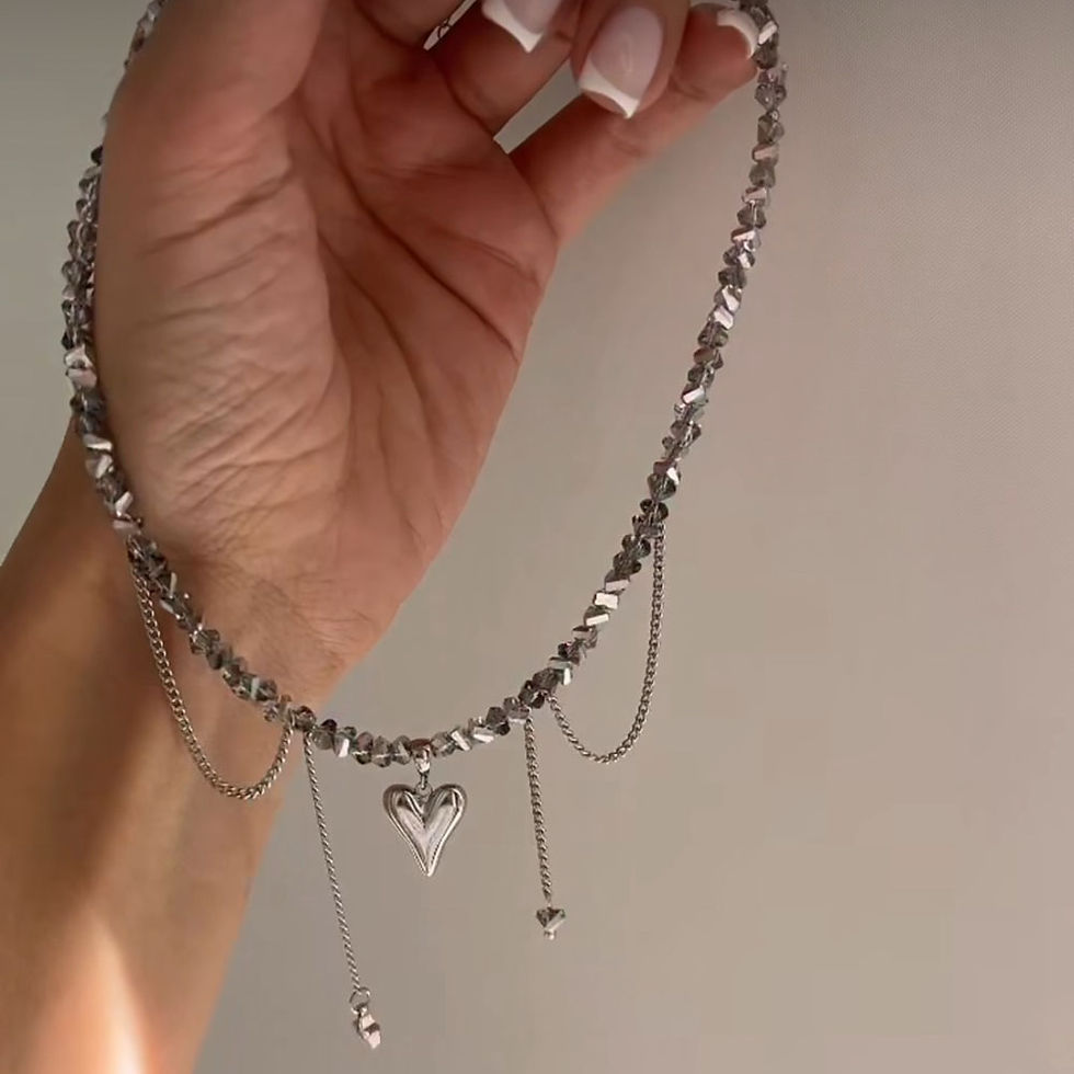 Thumbnail: Zircon Heart tassels Necklace