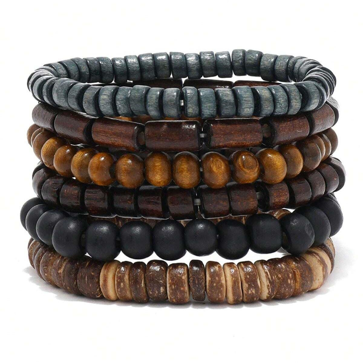 Wooden and Braided Leather Bracelets