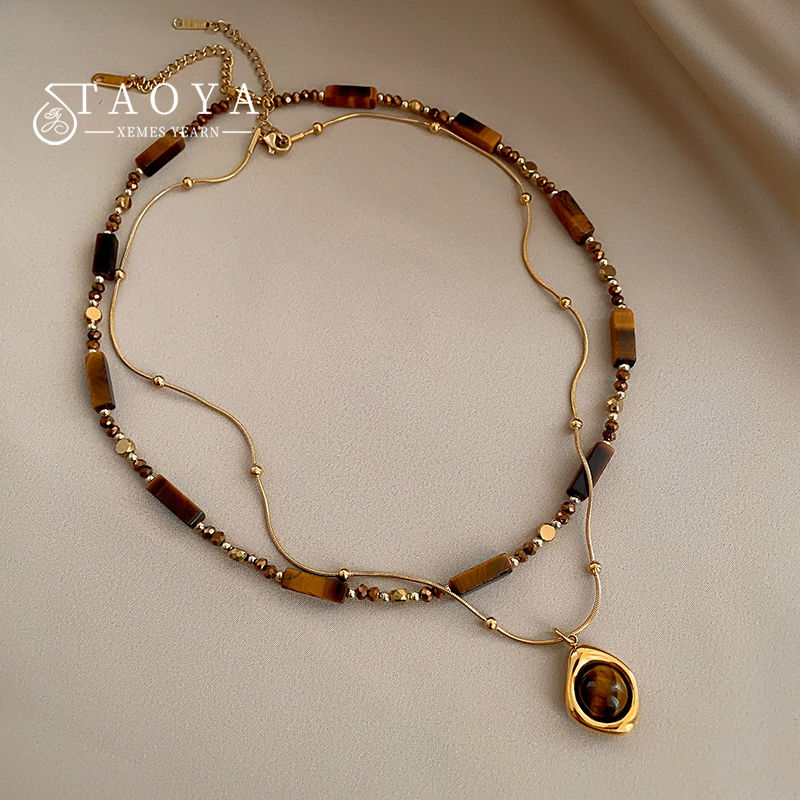 Tiger's Eye Stone Pendant and Choker