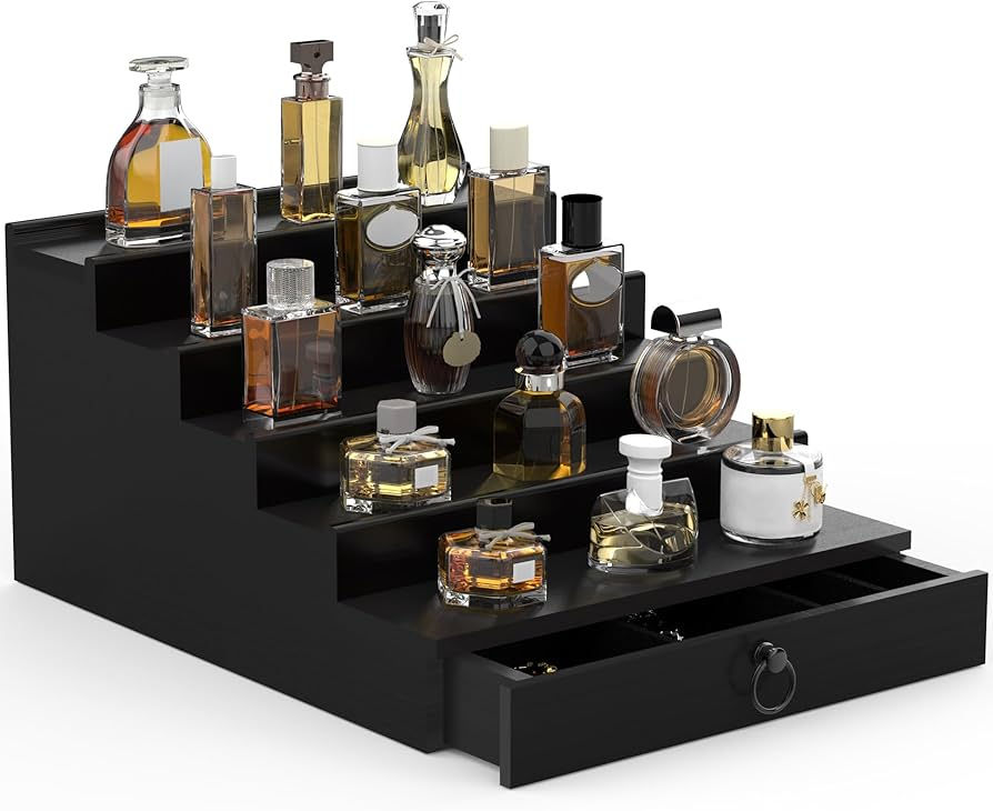 Thumbnail: Upcessory Wooden Cologne & Perfume Organizer – 5-Tier Display Stand with Drawer 
