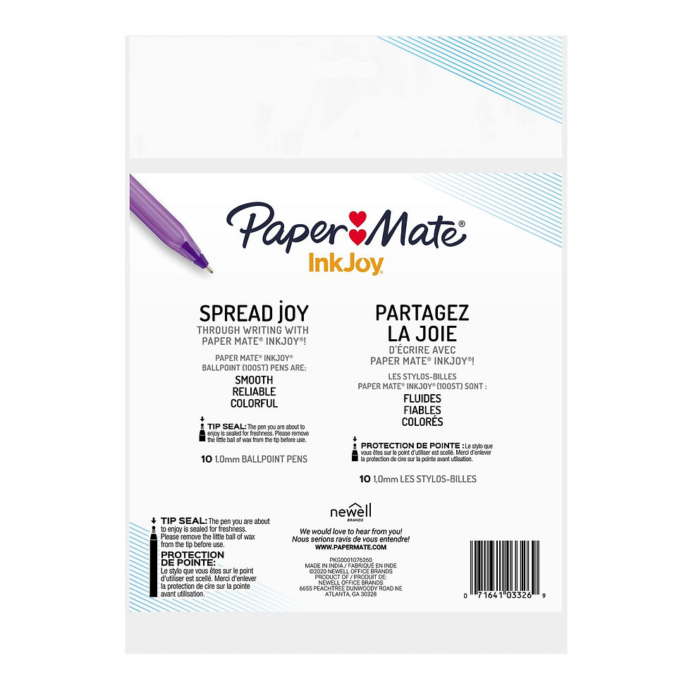 Thumbnail: Paper Mate InkJoy 100ST Ballpoint Pens, Medium Point (1.0 mm), Assorted Colours,