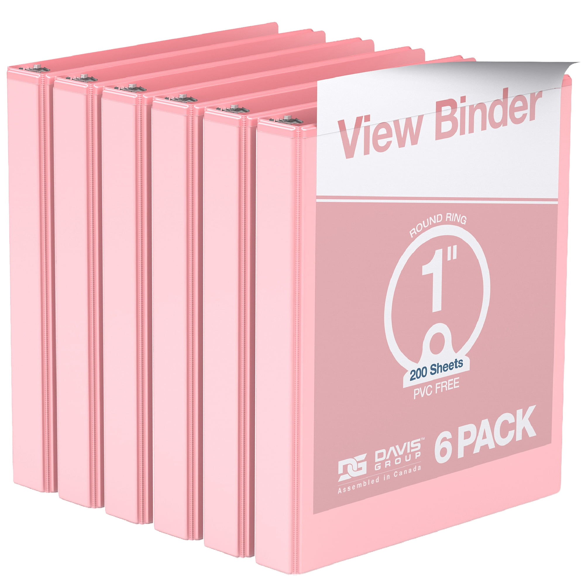 Davis Group Economy 3-Ring View Binders, 1" Round Rings, 225 Capacity, Blush, Pa