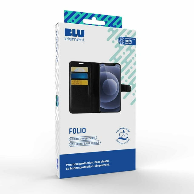 Thumbnail: Blu Element Faux Leather Folio Case w/TPU Gelskin for iPhone 16, Black