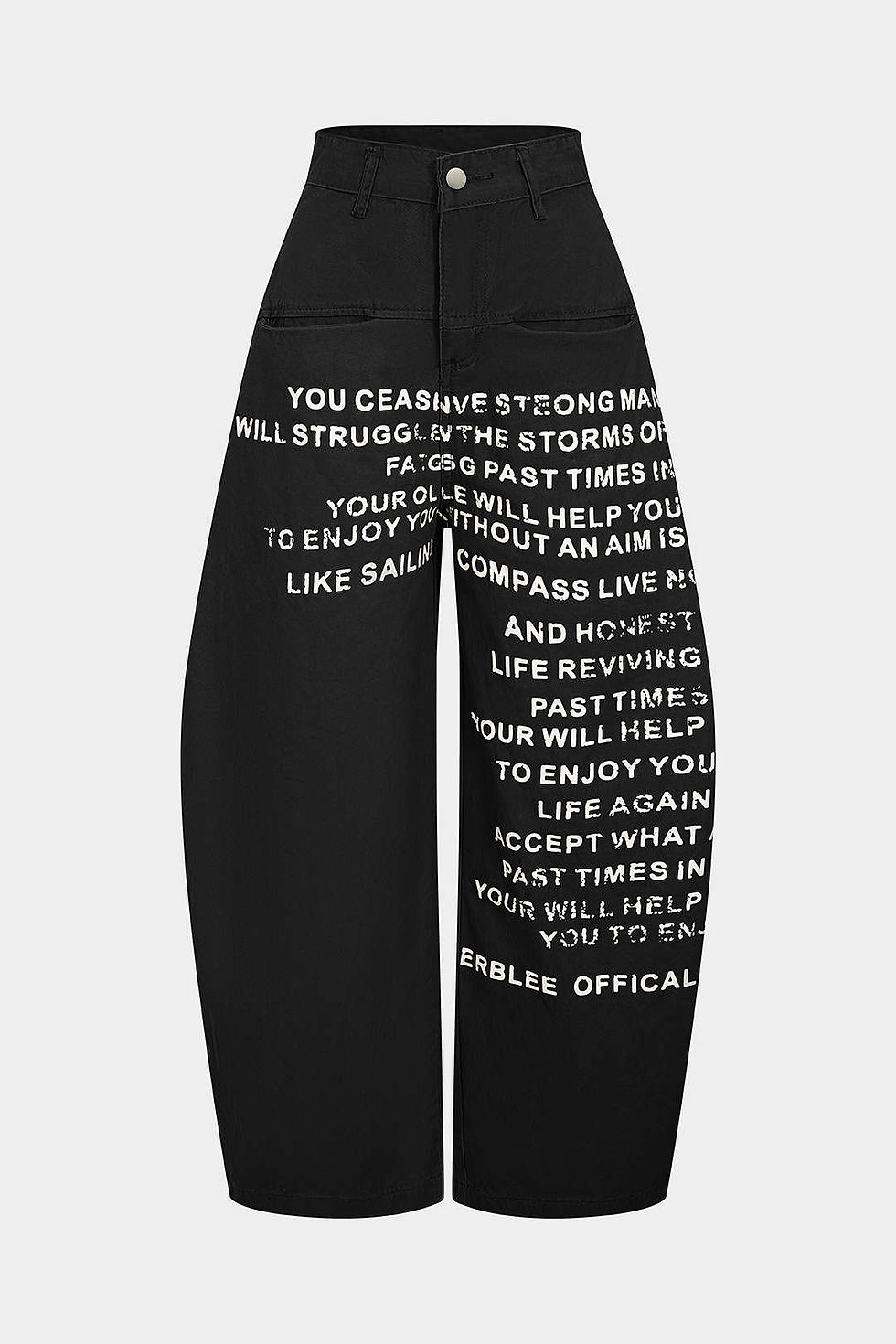 Thumbnail: Letter Print Straight Leg Barrel Jeans