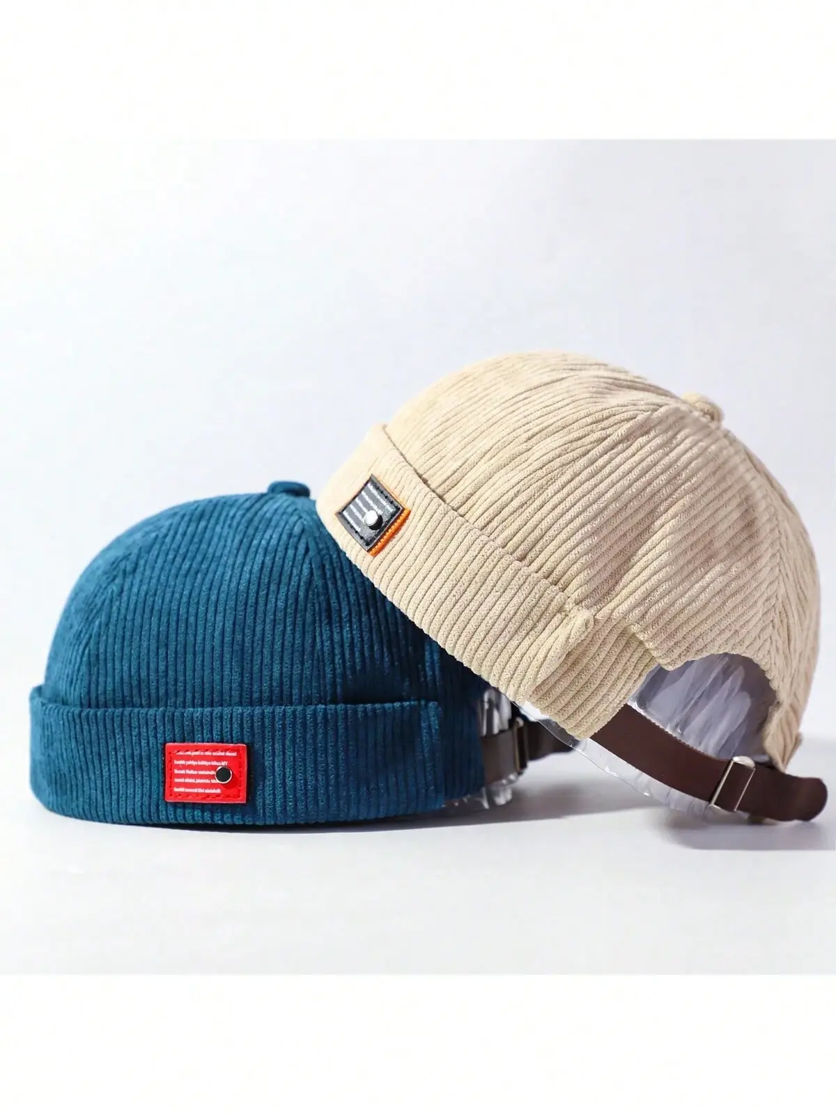 Unisex Vintage Solid Knitted Beanie – Adjustable Corduroy Hip Hop Cap