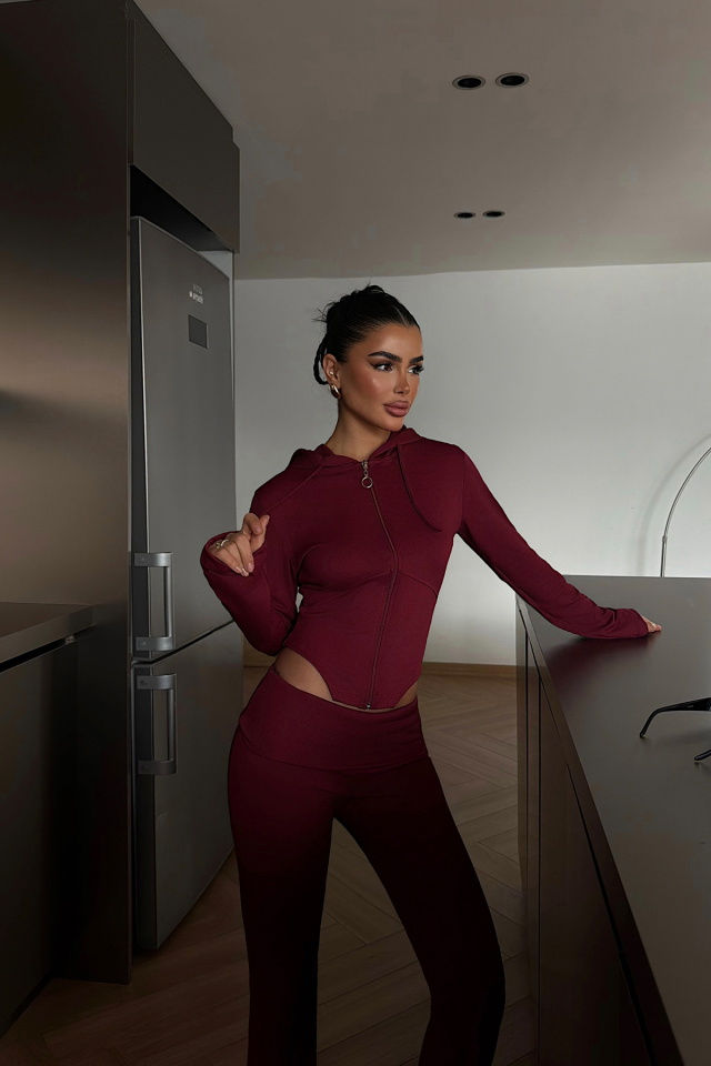 Thumbnail: Burgundy Zipper-Detail Co-Ord Set