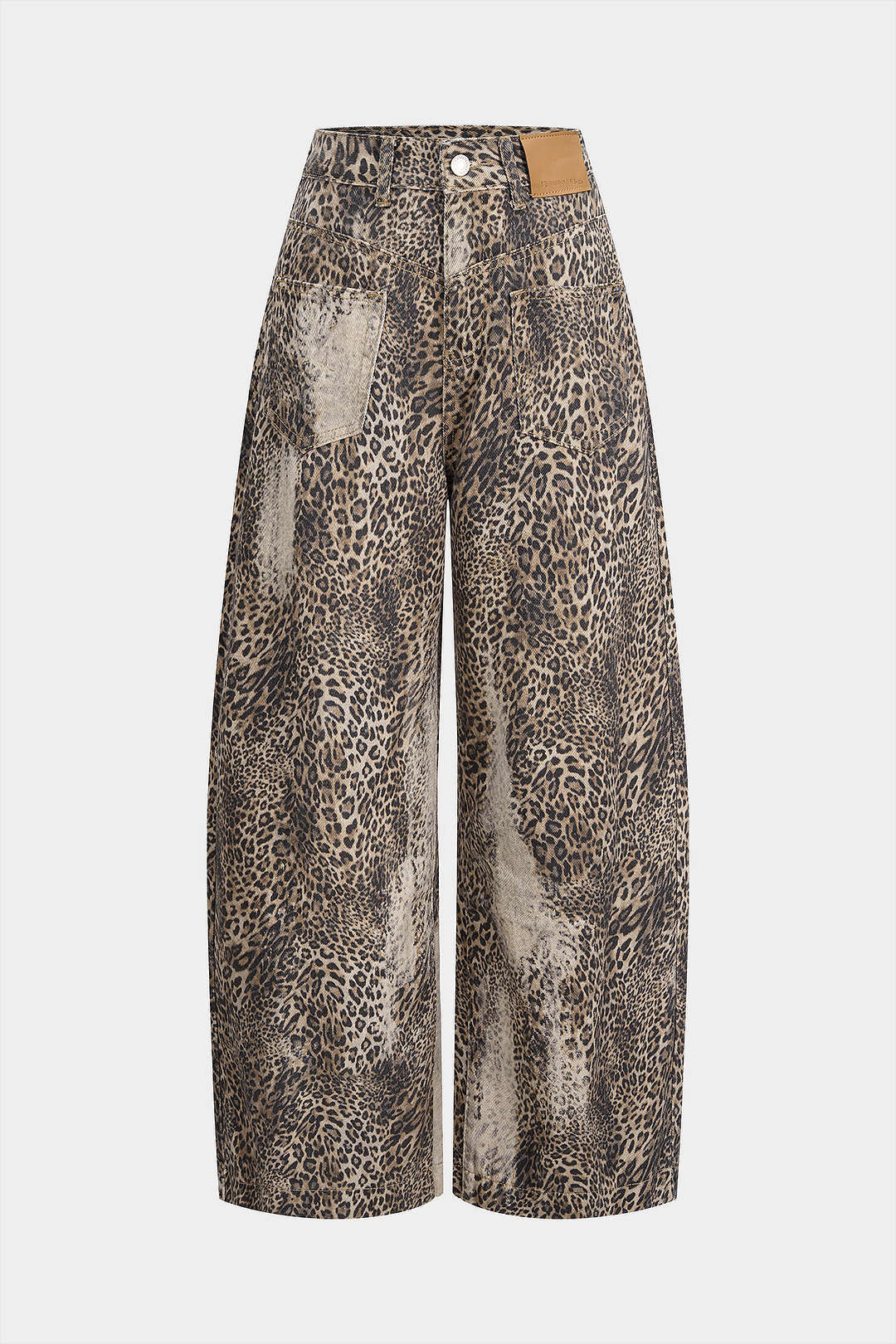 Leopard Print High Waist Straight Leg Pants